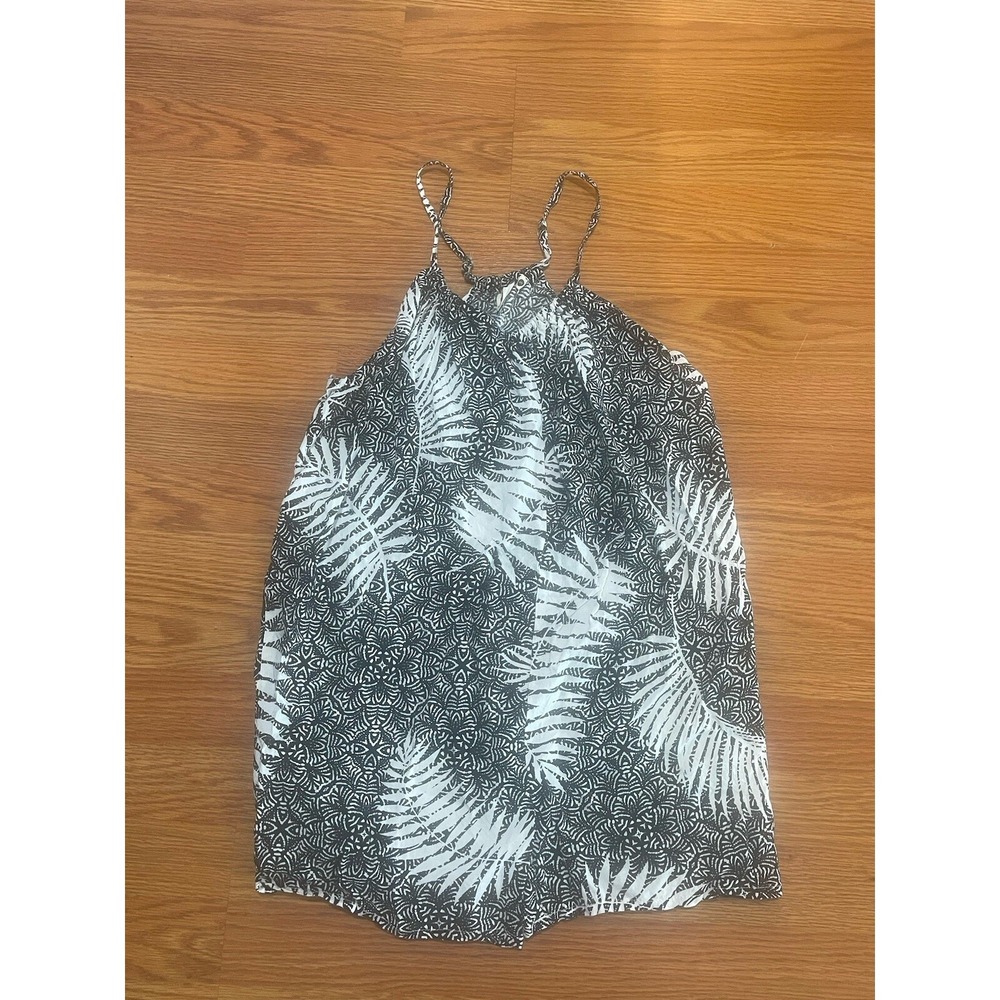 Legaci Jumper Romper Size Small Black White Halter NWOT Floral Leaf Pattern J5